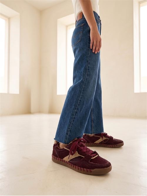 Sneaker in cavallino berry con dettagli beige COLORS OF CALIFORIA | TAHOE20CAVALLINOBERRY RED